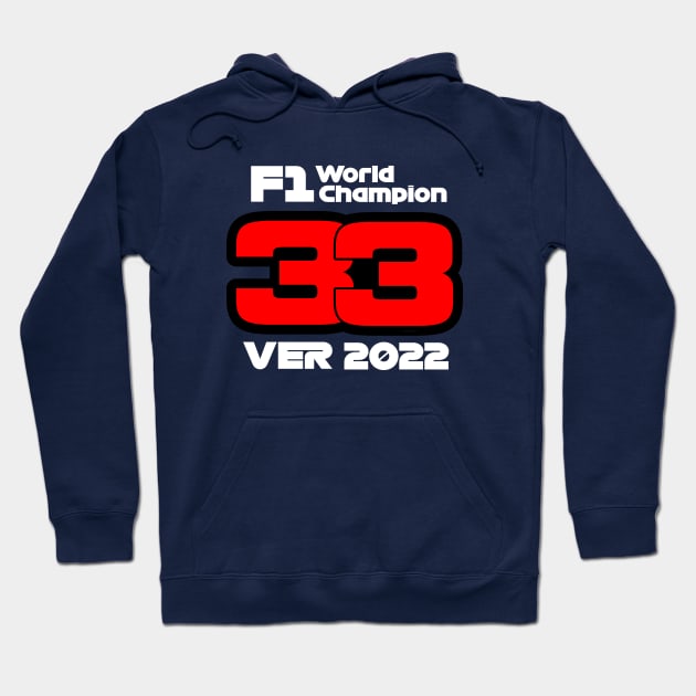 Max Verstappen 2022 - white text front and back version Hoodie by Rebel Merch